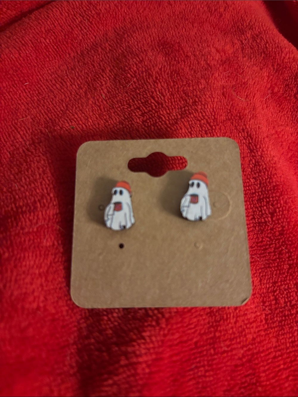 Cute White Ghost Stud Earrings-Fall Accessory
